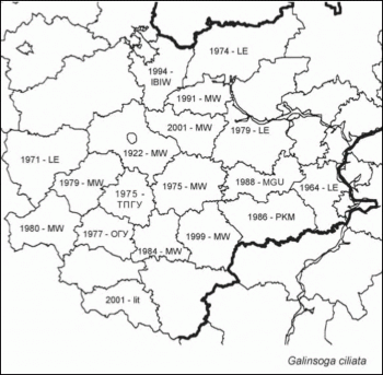 Расселение Galinsoga quadriradiata в Средней России
