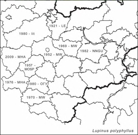 Расселение Lupinus polyphyllus в Средней России